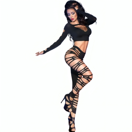 CHILIROSE - CR 3654 TOP Y LEGGINGS NEGRO S/M