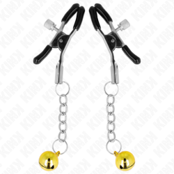 KINK - PINZAS PARA PEZONES CON COLGANTE DE CAMPANILLA DORADA DE 6 CM