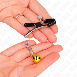 KINK - PINZAS PARA PEZONES CON COLGANTE DE CAMPANILLA DORADA DE 6 CM