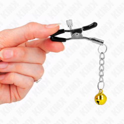 KINK - PINZAS PARA PEZONES CON COLGANTE DE CAMPANILLA DORADA DE 6 CM