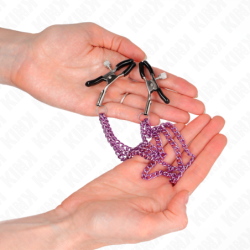 KINK - PINZAS PARA PEZONES CON 3 CADENAS MORADO 20/23/28 CM