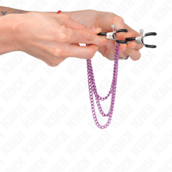 KINK - PINZAS PARA PEZONES CON 3 CADENAS MORADO 20/23/28 CM