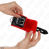 KINK - SUJECIONES DE MUÑECA FORRADAS DE PIEL CON AGUJEROS CUADRADOS, CINTURÓN ROJO Y NEGRO AJUSTABLE DE 17 A 29 CM X 6 CM