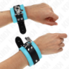KINK - SUJECIONES DE MUÑECA PREMIUM CON CIERRE NEGRO/AZUL AJUSTABLES 21-28 CM X 5,5 CM