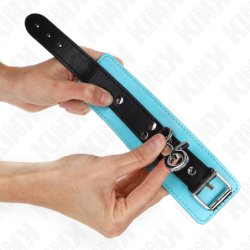 KINK - SUJECIONES DE MUÑECA PREMIUM CON CIERRE NEGRO/AZUL AJUSTABLES 21-28 CM X 5,5 CM