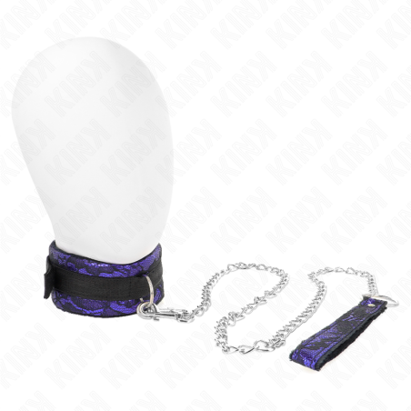 KINK - COLLAR CORTO DE TERCIOPELO CON ENCAJE Y CINTURÓN DE 105 CM CON RIBETE DE NYLON DE 44 X 5,5 CM