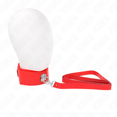 KINK - COLLAR CON CORREA 116 CM CON REMACHES PLATEADOS MODELO 4 ROJO AJUSTABLE 40-48 CM X 6 CM