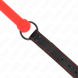 KINK - MORDAZA DE HUESO CON CORREA DE PIEL SINTÉTICA ROJA AJUSTABLE 41-57 CM