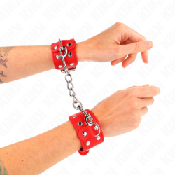 KINK - PULSERAS CON DOBLE LÍNEA DE REMACHES AJUSTABLES ROJOS