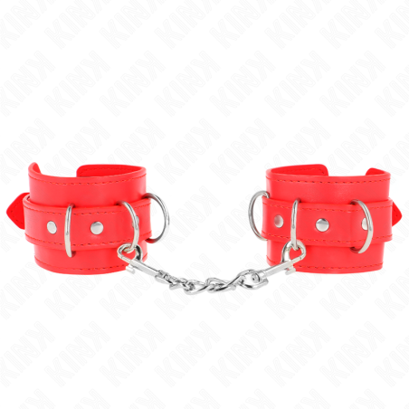 KINK - SUJETADORES DE MUÑECA AJUSTABLES CON 3 ANILLAS EN D, ROJOS, 17,5-25 CM X 6 CM