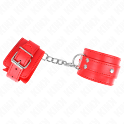 KINK - SUJETADORES DE MUÑECA AJUSTABLES CON 3 ANILLAS EN D, ROJOS, 17,5-25 CM X 6 CM