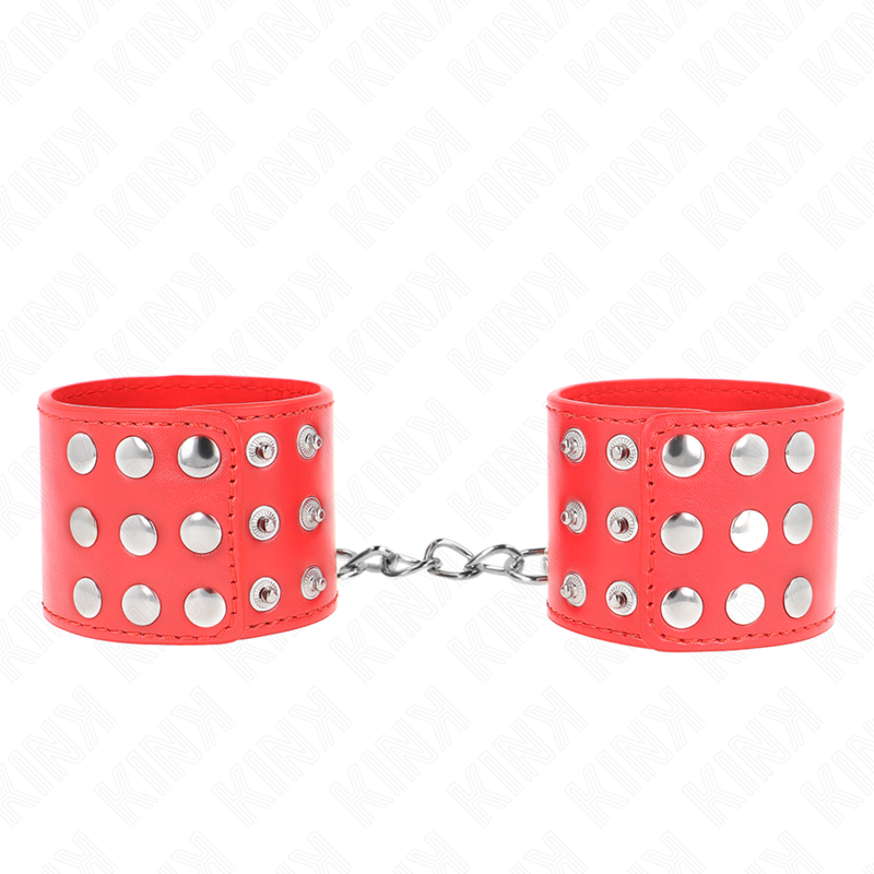 KINK - SUJECIÓN DE MUÑECAS CON CIERRE DE BOTONES A PRESIÓN, ROJO, AJUSTABLE, 19-24 CM X 5,5 CM