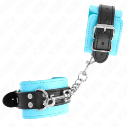 SUJECIÓN DE MUÑECA KINK - GANCHO, FORRADA EN PIEL AZUL, AJUSTABLE, 20-28 CM X 5.5 CM