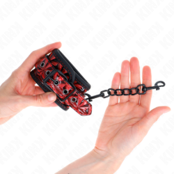 SUJECIONES DE MUÑECA KINK - ESTAMPADO DE DIAMANTE ROJO OSCURO AJUSTABLES 17-26 CM X 5,5 CM