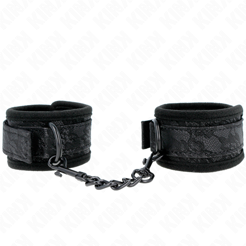 KINK - PUÑOS DE NEOPRENO AJUSTABLES DE NEOPRENO CUBIERTOS DE ENCAJE OSCURO, NEGRO, 20-29 CM X 5 CM