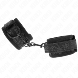 KINK - PUÑOS DE NEOPRENO AJUSTABLES DE NEOPRENO CUBIERTOS DE ENCAJE OSCURO, NEGRO, 20-29 CM X 5 CM