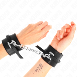 KINK - SUJECIONES DE MUÑECA CON CIERRE DE LUJO NEGRAS AJUSTABLES 14,5-21 CM X 6 CM
