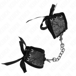 SUJECIONES DE MUÑECA KINK - SCANDAL CON DETALLES DE ENCAJE NEGRO 24,5 CM X 6,5 CM