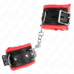 KINK - SUJECIONES DE MUÑECA RESISTENTES CON FORRO DE PIEL ROJA, AJUSTABLES DE 20-30 CM X 6 CM
