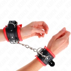 KINK - SUJECIONES DE MUÑECA RESISTENTES CON FORRO DE PIEL ROJA, AJUSTABLES DE 20-30 CM X 6 CM