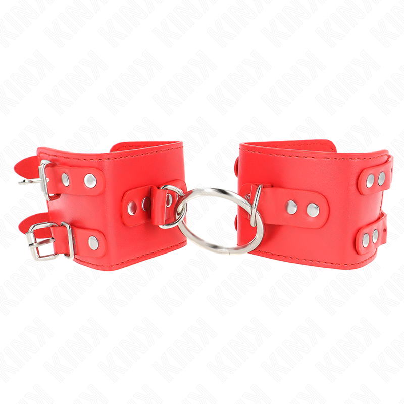 KINK - SUJECIONES FIJAS PARA MUÑECAS CON ANILLA Y REMACHES AJUSTABLES ROJO 17-22 CM X 6,5 CM