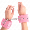 KINK - SUJETADORES DE MUÑECA PREMIUM FORRADOS DE PIEL ROSA CON CINTURÓN ROSA AJUSTABLE DE 17-29 CM X 6 CM