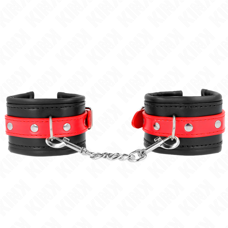 KINK - SUJECIÓN DE MUÑECAS NEGRA CON CINTURÓN ROJO AJUSTABLE 17-28 CM X 6 CM
