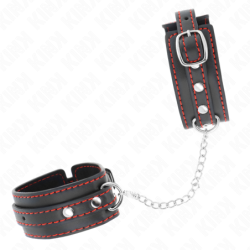 KINK - SUJECIONES DE MUÑECA PEQUEÑAS NEGRAS CON FORRO ROJO AJUSTABLES 14-24 CM X 3,5 CM
