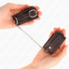 KINK - SUJECIONES DE MUÑECA PEQUEÑAS NEGRAS CON FORRO ROJO AJUSTABLES 14-24 CM X 3,5 CM