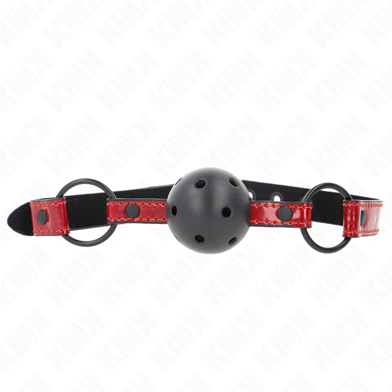 KINK - BOLA DE PIEL SINTÉTICA BRILLANTE 4,5 CM MORDAZA 63,5 X 2 CM AJUSTABLE 41 X 59 CM