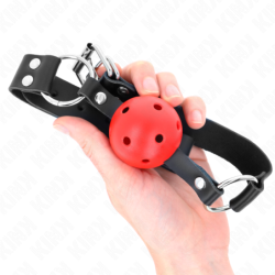 KINK - BOLA TRANSPIRABLE DE 4 CM CON DOBLE REMACHE ROJO 62,5 x 2,5 CM AJUSTABLE 42-58 CM
