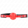 KINK - BOLA ROJA HUECO Y DURA DE 4 CM, MORDAZA, ​​CORREA NEGRA DE 60 x 2 CM, AJUSTABLE DE 37 A 52 CM