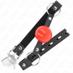 KINK - BOLA DE 4 CM CON CIERRE, BOLA ROJA, CORREA NEGRA DE 60 X 2 CM