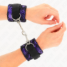 KINK - SUJECIONES CORTAS DE TERCIOPELO Y ENCAJE PARA MUÑECAS Y ATADURAS DE NYLON MORADO/NEGRO 23 X 6,5 CM