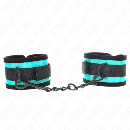 KINK - SUJECIONES DE MUÑECA DE NYLON CON CIERRE DE VELCRO, NEGRO-AZUL, AJUSTABLES, 18-32 CM X 5 CM