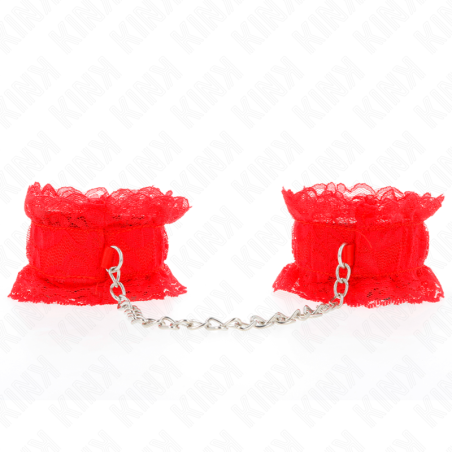 SUJECIONES DE MUÑECA ELÁSTICAS DE ENCAJE ROJAS KINK