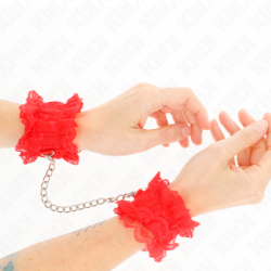 SUJECIONES DE MUÑECA ELÁSTICAS DE ENCAJE ROJAS KINK