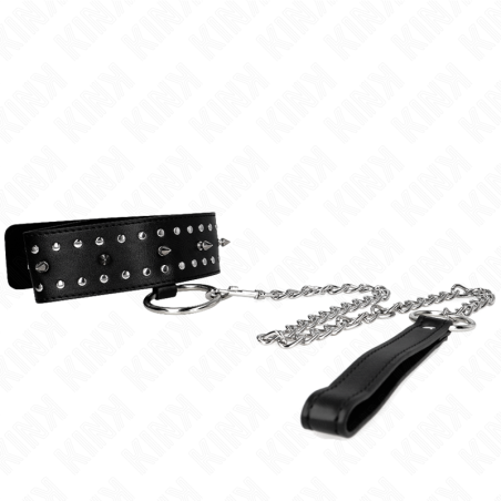KINK - COLLAR CON CORREA DE 65 CM CON REMACHES PLATEADOS MODELO 1 AJUSTABLE 36-43 CM X 5 CM