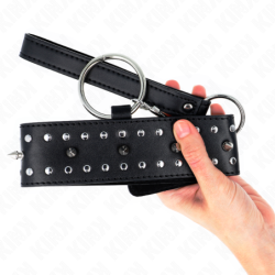 KINK - COLLAR CON CORREA DE 65 CM CON REMACHES PLATEADOS MODELO 1 AJUSTABLE 36-43 CM X 5 CM