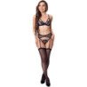LIVCO CORSETTI FASHION - KEILA LC 20245 SUJETADOR + LIGUERO + PANTY NEGRO L/XL