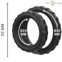 INTENSO - ANILLO PARA PENE DE SILICONA DOBLE DE DEWEY, MODELO NEGRO 2