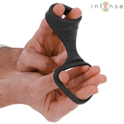 INTENSO - ANILLO PARA PENE DE SILICONA DOBLE THEO, MODELO NEGRO 3
