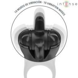 INTENSO - ANILLO VIBRATORIO MABEL 10 VIBRACIONES CON ESTIMULADOR DE CLÍTORIS NEGRO