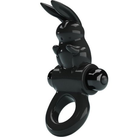 PRETTY LOVE - ANILLO VIBRADOR CON FORMA DE CONEJO, 10 VIBRACIONES, NEGRO