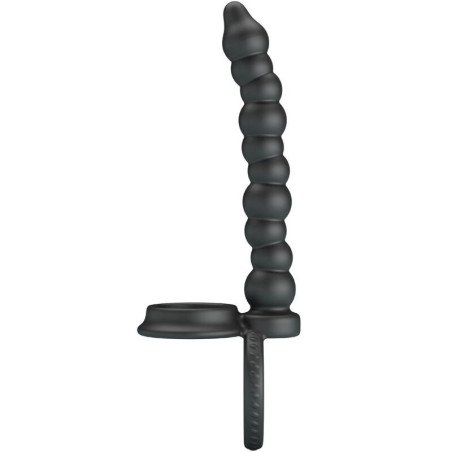 PRETTY LOVE - ANILLO PARA PENE DE DOBLE PENETRACIÓN DILLION NEGRO