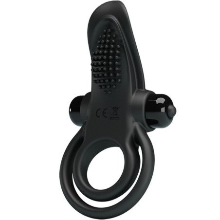 PRETTY LOVE - ANILLO VIBRADOR DOBLE + ESTIMULADOR DE CLÍTORIS 10 VIBRACIONES NEGRO