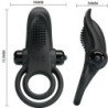PRETTY LOVE - ANILLO VIBRADOR DOBLE + ESTIMULADOR DE CLÍTORIS 10 VIBRACIONES NEGRO