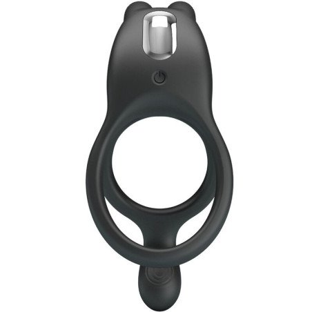 PRETTY LOVE - ANILLO VIBRADOR DOBLE SETH RABBIT 7 VIBRACIONES NEGRO