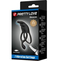 PRETTY LOVE - SETH DOBLE ANILLO VIBRADOR RABBIT 7 VIBRACIONES NEGRO