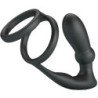 PRETTY LOVE - ANILLO PARA PENE EMONI + TAPÓN ANAL 12 VIBRACIONES NEGRO